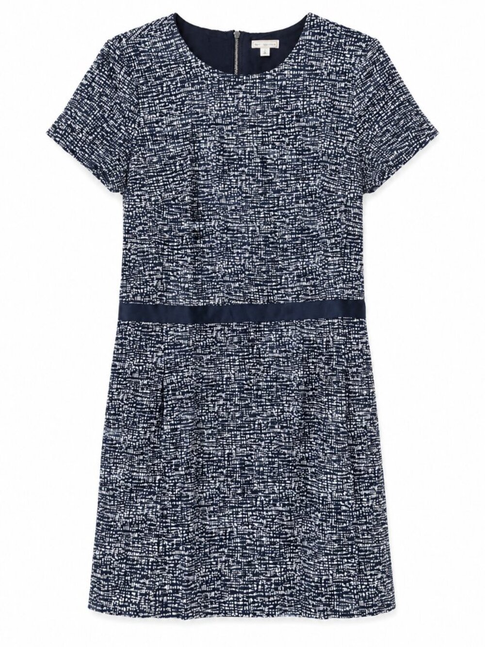 GAP 100 % cotton Women’s Blue/White Tweed Lined Short Sleeve Dress Sz 6